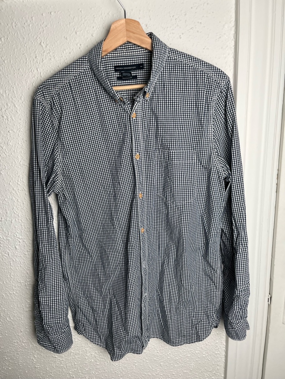 French Connection Navy & White Gingham Button-Down Shirt